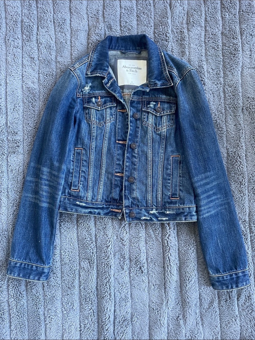 Abercrombie & Fitch Distressed Blue Denim Jacket